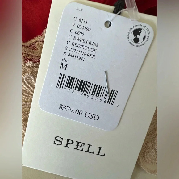 SPELL Ocean Gown Red Rouge Lace Jacquard Satin Dress Medium $379 - Picture 4 of 11